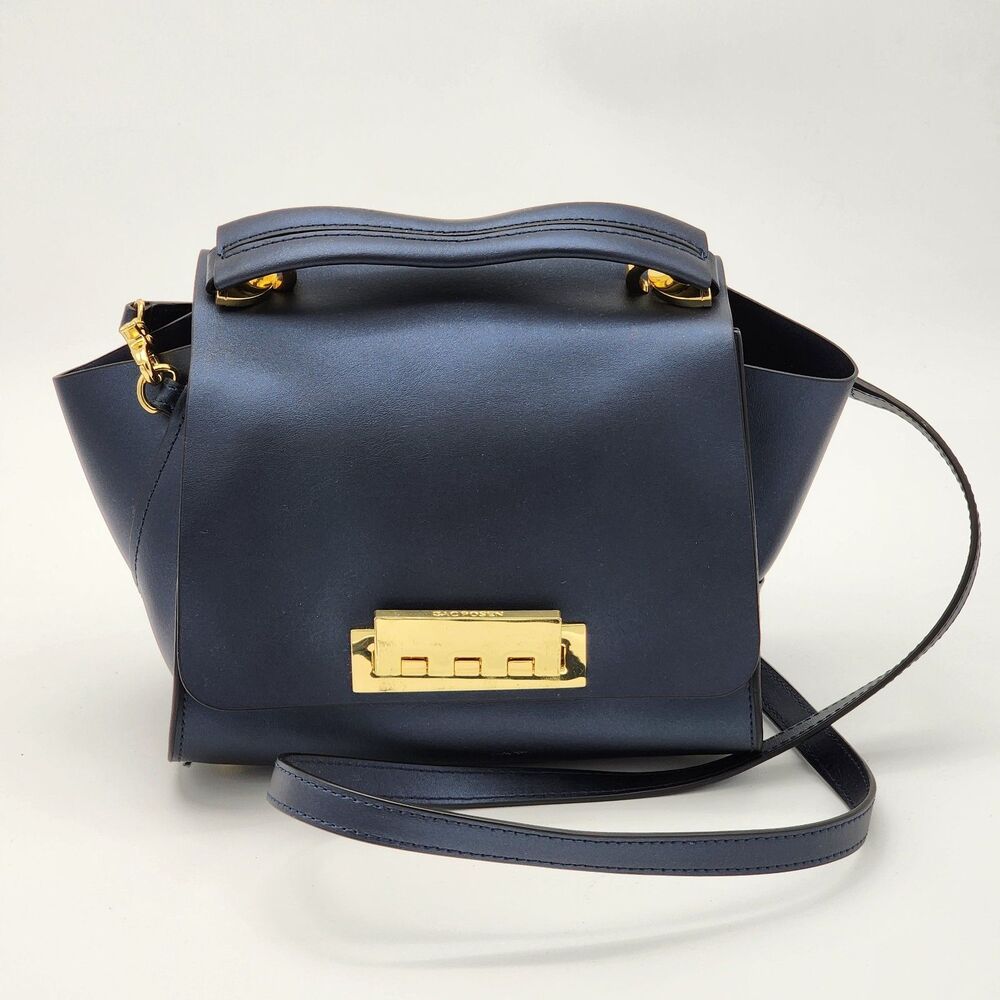 ZAC Zac Posen Eartha Top Handle Crossbody Bag Midnight Blue Rare Color